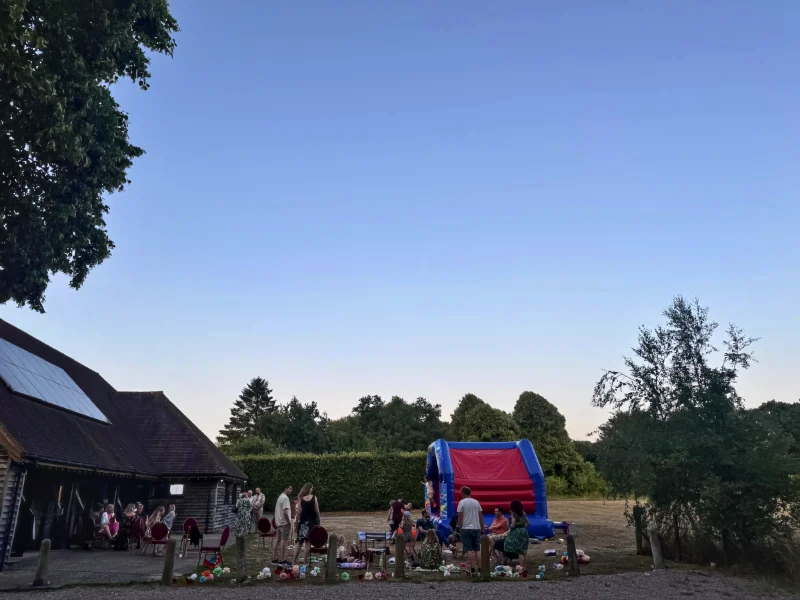 Bouncy castle outside the Village Hall